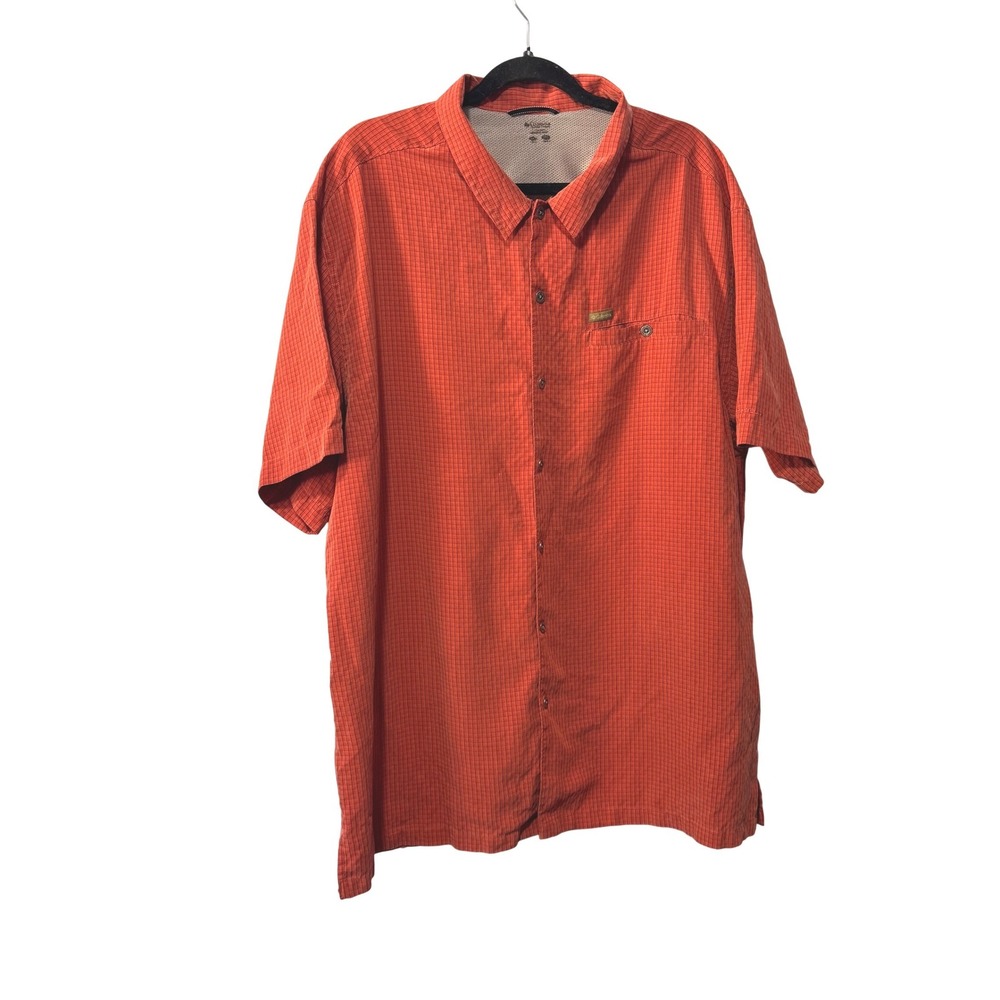 Columbia Mens XXL omni-wick Orange Short Sleeve Button Down Fishing Hiking Modal